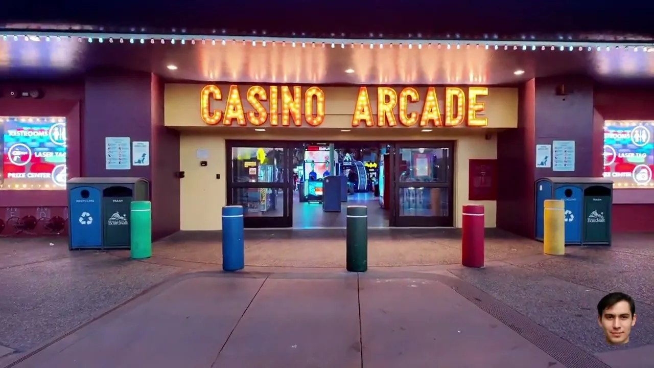 RTP machine à sous : façade d'une salle de jeux avec enseigne lumineuse